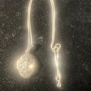 Vintage Sterling Silver Marcasite Locket Necklace